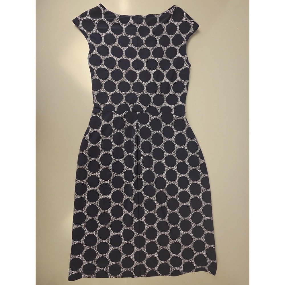 Lauren Ralph Lauren Navy Blue & White Print Dress Sz 12 Lined - Picture 2 of 10